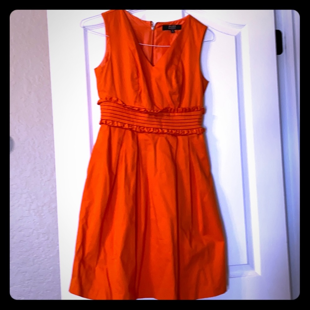 Bright orange cotton fit & flare dress